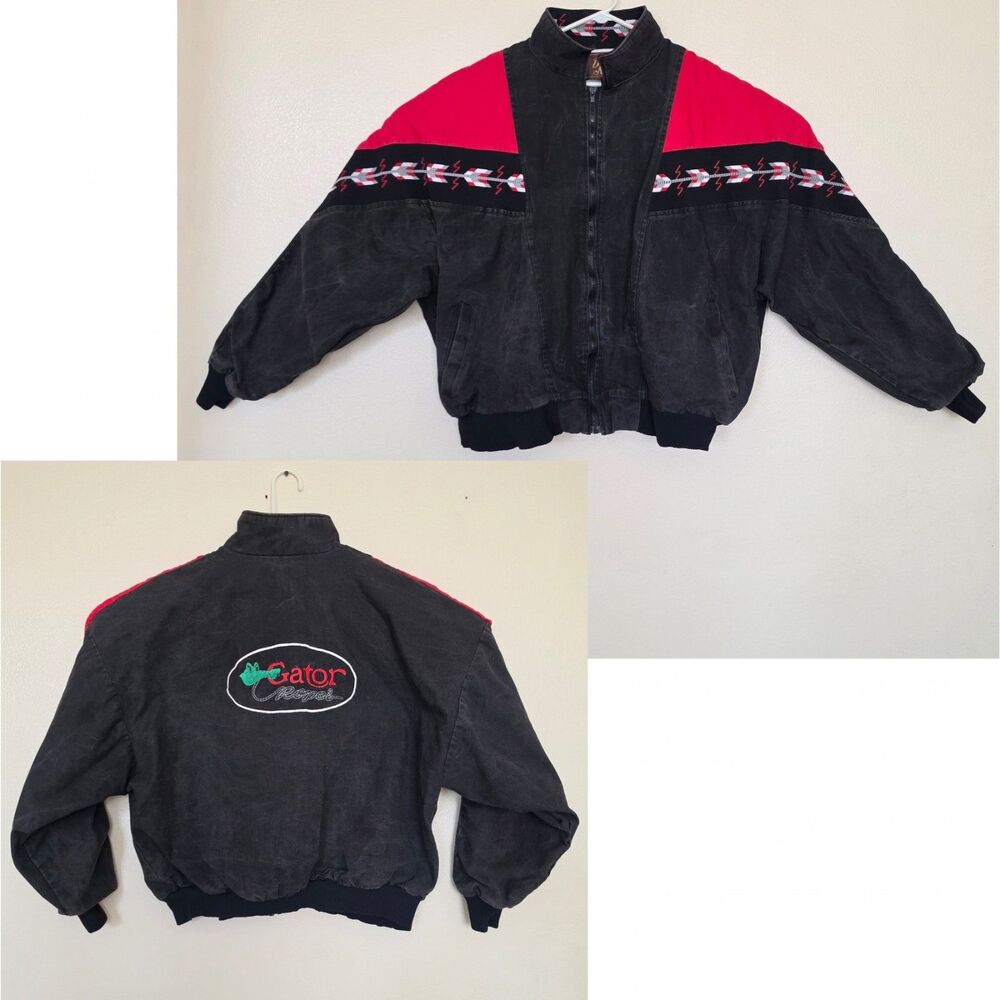 VTG 90s David James 2XL Aztec Jacket Cowboy Gator Ropes Ranch Southwestern USA